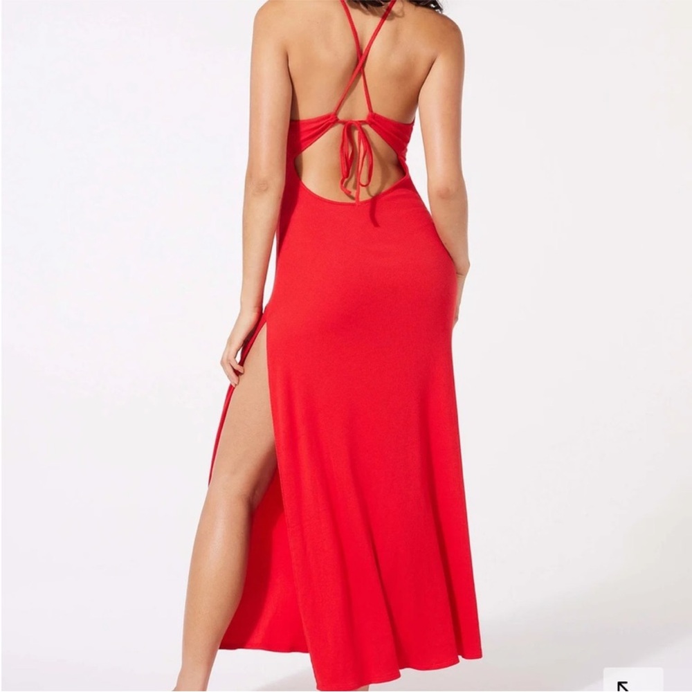 Savage X Fenty Red Rib Xssentials Slip Dress - Picture 2 of 5